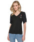 ფოტო #1 პროდუქტის Women's Ruched-Sleeve V-Neck Top