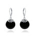 Western Style Filigree Lever Back s Black Natural Onyx Flat Round Circle Disc Dangle Drops Earrings For Women Sterling Silver Черный - фото #1