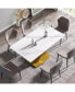 63-Inch Modern Artificial Stone White Straight Edge Golden Metal X-Leg Dining Table -6 People