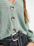 Фото #3 товара Only ribbed knit button down cardigan in green