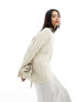 Фото #1 товара Monki crew neck textured knit sweater in beige melange