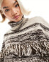 Фото #6 товара Urban Revivo striped tassel poncho in brown