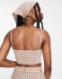 Фото #2 товара Heartbreak cami crop top co-ord with bandana in brown gingham