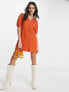 Mango puff sleeve mini dress in orange