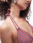 Фото #2 товара Topshop triangle bikini top in red stripe