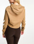 Hummel Cropped brush back hoodie in camel