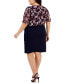 Фото #2 товара Plus Size Floral-Print-Bodice Sheath Dress