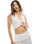 Фото #1 товара Missyempire knitted halterneck cropped beach top co-ord in white