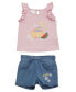 ფოტო #1 პროდუქტის Baby Girl T-Shirt and Short Set