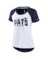 Women's White, Navy New England Patriots Back Slit Lightweight Fashion T-shirt