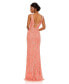 ფოტო #2 პროდუქტის Women's Sequined Plunge Neck Sleeveless Column Gown