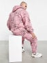 Фото #4 товара ASOS Dark Future co-ord oversized hoodie in teddy borg with all over monogram logo print and embroidery in pink
