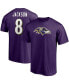 Фото #1 товара Men's Lamar Jackson Purple Baltimore Ravens Player Icon Name and Number T-shirt