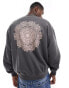 Фото #2 товара ONLY & SONS boxy fit sweater with mandala back print in washed grey