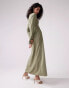 Фото #3 товара ASOS DESIGN asymmetric satin detail maxi dress in khaki