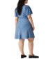 Фото #2 товара Plus Size Delray V-Neck Short-Sleeve Denim Dress