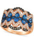 ფოტო #1 პროდუქტის Blueberry Sapphire (1-1/6 ct. t.w.) & Diamond (5/8 ct. t.w.) Crown Ring in 14k Rose Gold