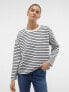 Vero Moda raglan jersey top with long sleeves in navy stripe Синий, XL - фото #1