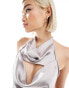 COLLUSION satin high neck deconstructed slip in silver