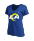 Women's Matthew Stafford Royal Los Angeles Rams Super Bowl LVI Plus Size Name and Number V-Neck T-shirt