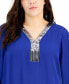 Фото #3 товара Plus Size Sequined-Neck 3/4-Sleeve Top, Created for Macy's