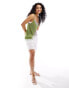 COLLUSION beach knitted beaded drap top in green and lilac