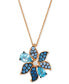 ფოტო #1 პროდუქტის Multi-Gemstone (1-5/8 ct. t.w.) & Vanilla Diamond (1/20 ct. t.w.) Flower Adjustable 20" Pendant Necklace in 14k Rose Gold