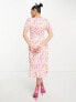 Фото #3 товара Платье повседневное Collective The Label Petite – средней длины с рукавами-буфами и ярким цветочным узором
