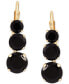 ფოტო #3 პროდუქტის Onyx Graduated Leverback Hoop Earrings in 14k Gold