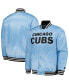 ფოტო #1 პროდუქტის Men's Light Blue Chicago Cubs Cross Bronx Fashion Satin Full-Snap Varsity Jacket