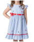 ფოტო #1 პროდუქტის Little Girls Nautical Flutter Sleeve Seersucker Dress