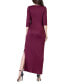 ფოტო #2 პროდუქტის Women's Fitted V-neck Side Slit Maxi Dress