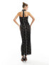 Rare London lace maxi dress with corsage detail in black