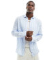 Scalpers icon linen shirt in light blue stripes