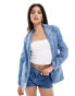 Mango denim blazer in light blue