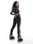 Фото #5 товара Threadbare Ski base layer top and leggings set in black with contrast leopard print