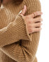 Cotton On baby boat neck fitted long sleeve knit jumper in pinecone