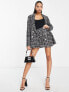 Miss Selfridge co-ord button through mini skirt in metallic check