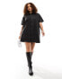 Фото #4 товара ASOS DESIGN Curve short sleeve denim shirt dress in wash black