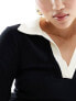 Фото #7 товара Nobody's Child Peyton long sleeve contrast knit midi dress in black