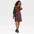 Фото #2 товара Women's Long Sleeve A-Line Dress - Knox Rose Dark Brown Leopard Print XS