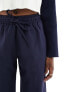 4th & Reckless Tall exclusive tailored drawstring straight leg trousers in navy