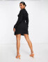 Missguided ruched front shirt mini dress in black