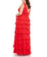 ფოტო #4 პროდუქტის Women's Plus Size Ruffle Tiered Sleeveless V Neck Gown