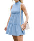 Women's Baby Blue Ruffle Collar Sleeveless Mini Beach Dress Голубой, Средний - фото #2