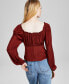 Фото #2 товара Women's Blouson-Sleeve Button-Front Top, Created for Macy's