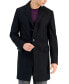 ფოტო #4 პროდუქტის Men's Slim-Fit Wool Classic Black Overcoat