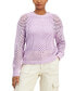 Juniors' Crewneck Long-Sleeve Mesh Sweater