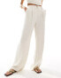 Style Cheat wide leg linen look trousers in cream