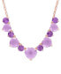 Фото #1 товара Pink & Purple Amethyst Heart & Round 17" Collar Necklace (37-1/2 ct. t.w.) in Rose-Plated Sterling Silver